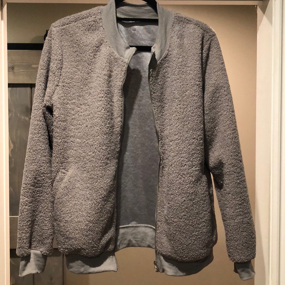 Gray fuzzy jacket